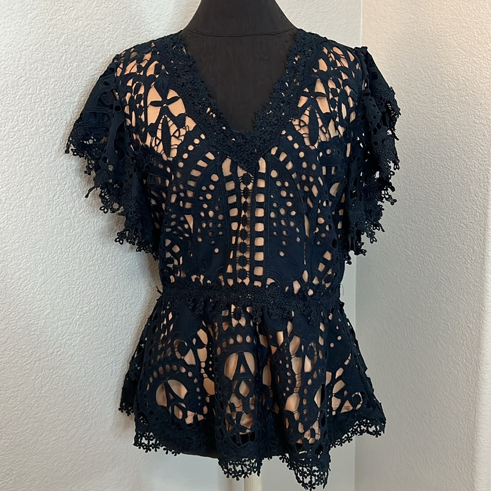 NWT Elegant Black Lace Blouse